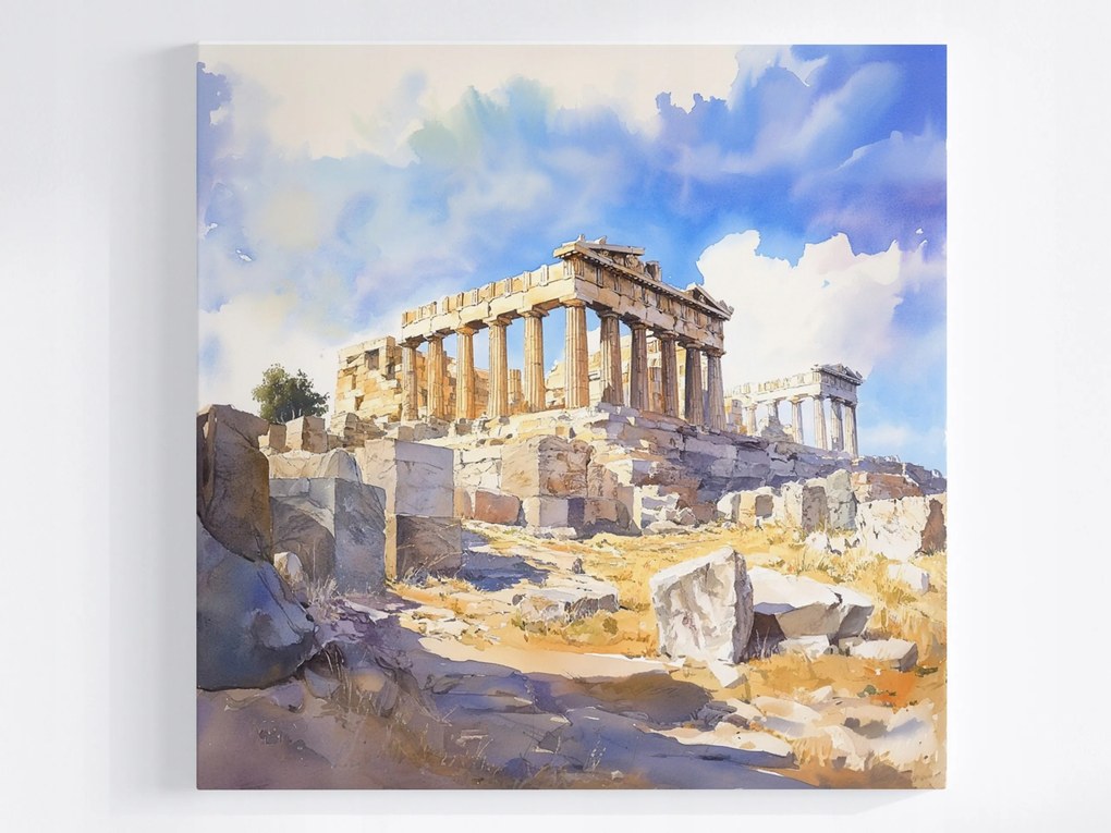 Vászonkép Canvas Akvarell Athén Görögország Akropolisz Parthenon Kilátás 80x80