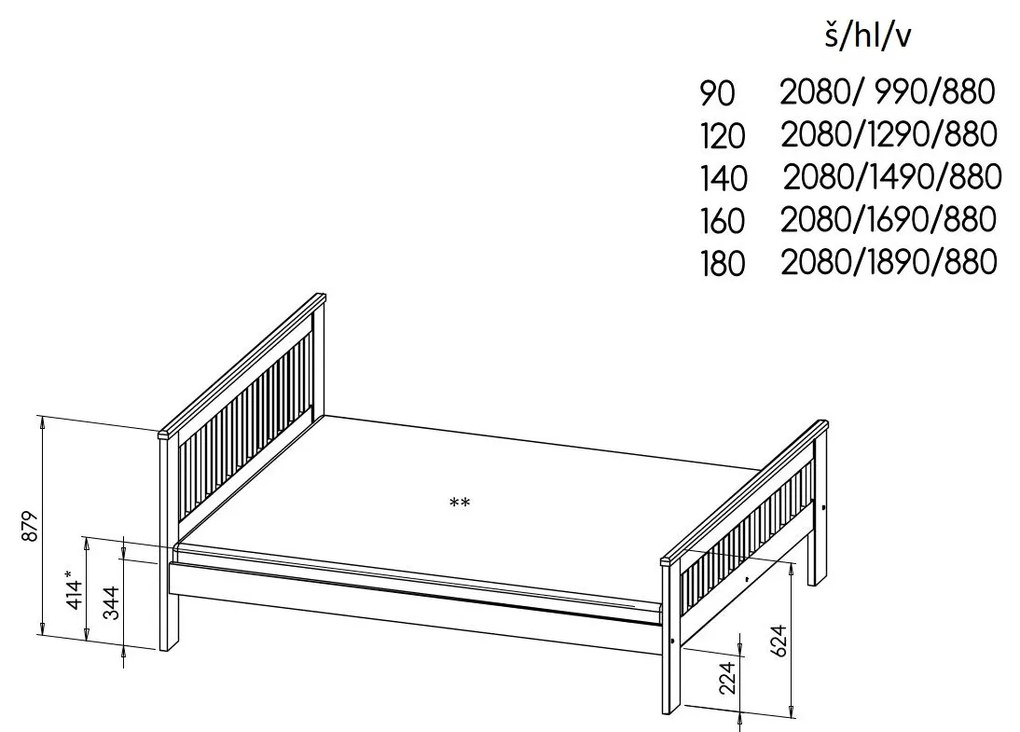 Egyszemélyes ágy 90x200 cm Latrice (antracit). Akció -19%. 1040788