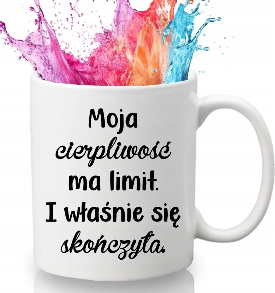 Bögre Fehér 330 ml Kerámia Ajándék Vicces Kütyü Türelem Korlát