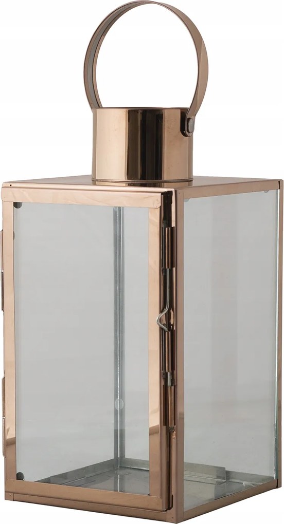 Lampion Rose Gold fém üveg magasság 31cm