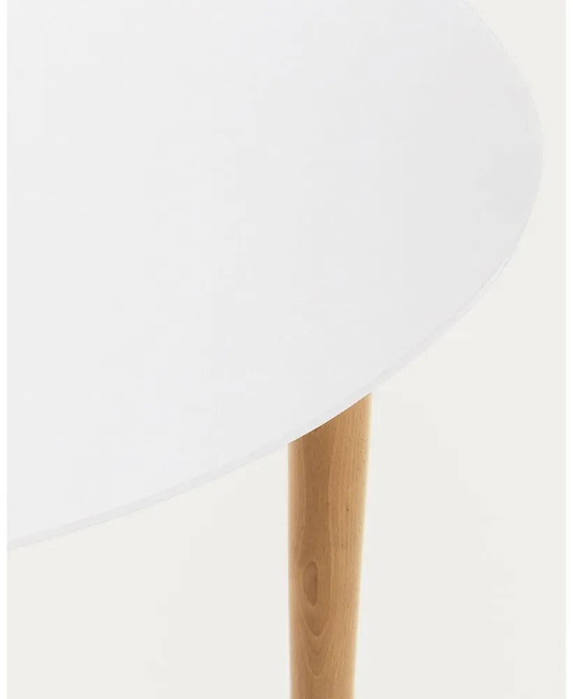 Fehér kerek bővíthető étkezőasztal fehér asztallappal ø 90 cm Oqui – Kave Home