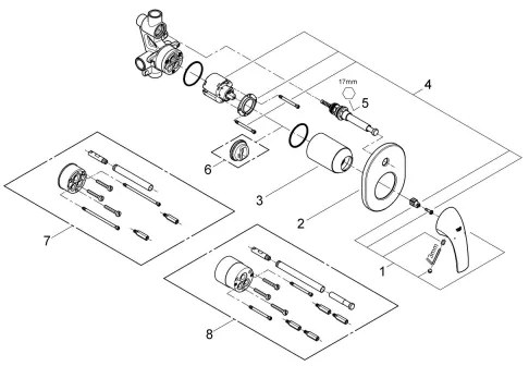 GROHE 29043000 - EUROCUBE kádcsaptelep, fényes króm