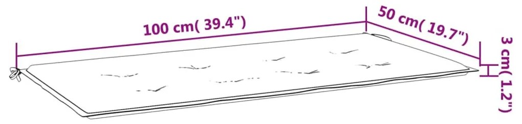 piros oxford szövet kerti padpárna 100 x 50 x 3 cm