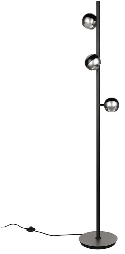 Fekete-ezüstszínű LED állólámpa (magasság 150 cm) Orbit – Trio Select
