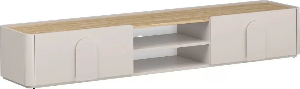 Amilio fiókos TV szekrény 220 cm - kasmír / olajozott tölgy / kasmír fogantyúk