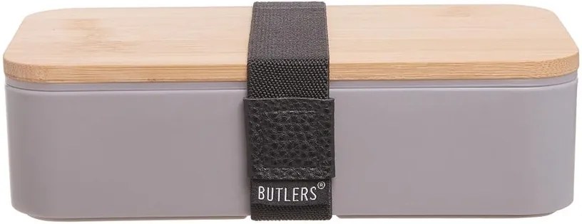 SNACK PACK uzsonnás doboz bambusz fedéllel, szürke 18,5 x 10,5cm