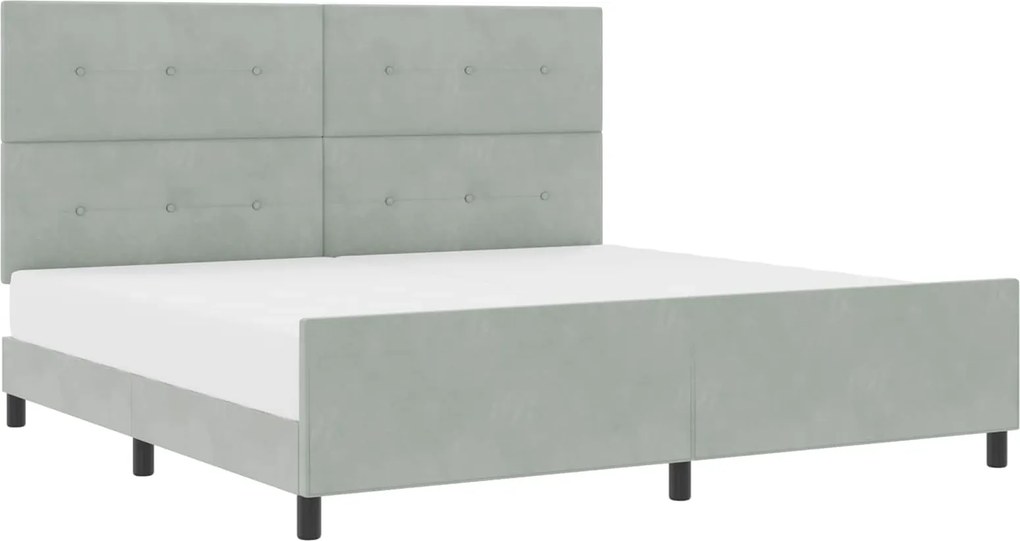 vidaXL Boxrugós ágy fejtámlával Világosszürke 200 x 200 cm Bársony