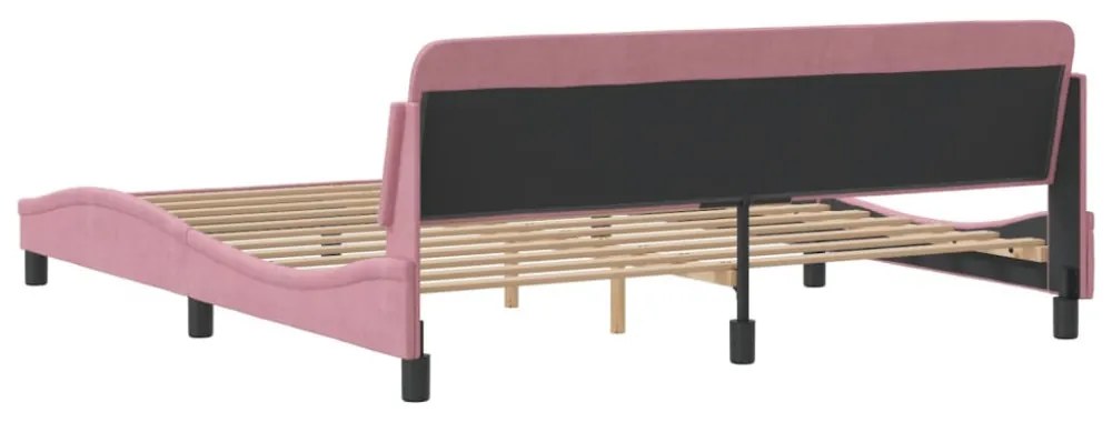 rózsaszín bársony ágykeret fejtámlával Dover 180x200 cm