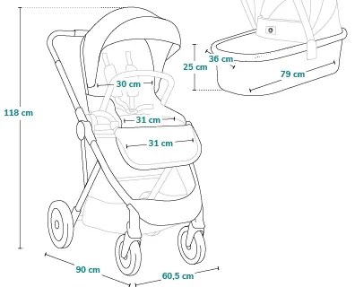 Lionelo - AMBER PLUS 2 az 1-ben kombinált babakocsi, szürke grafit