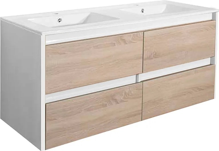 Porto 120 alsó szekrény mosdóval fehér-sonoma tölgy