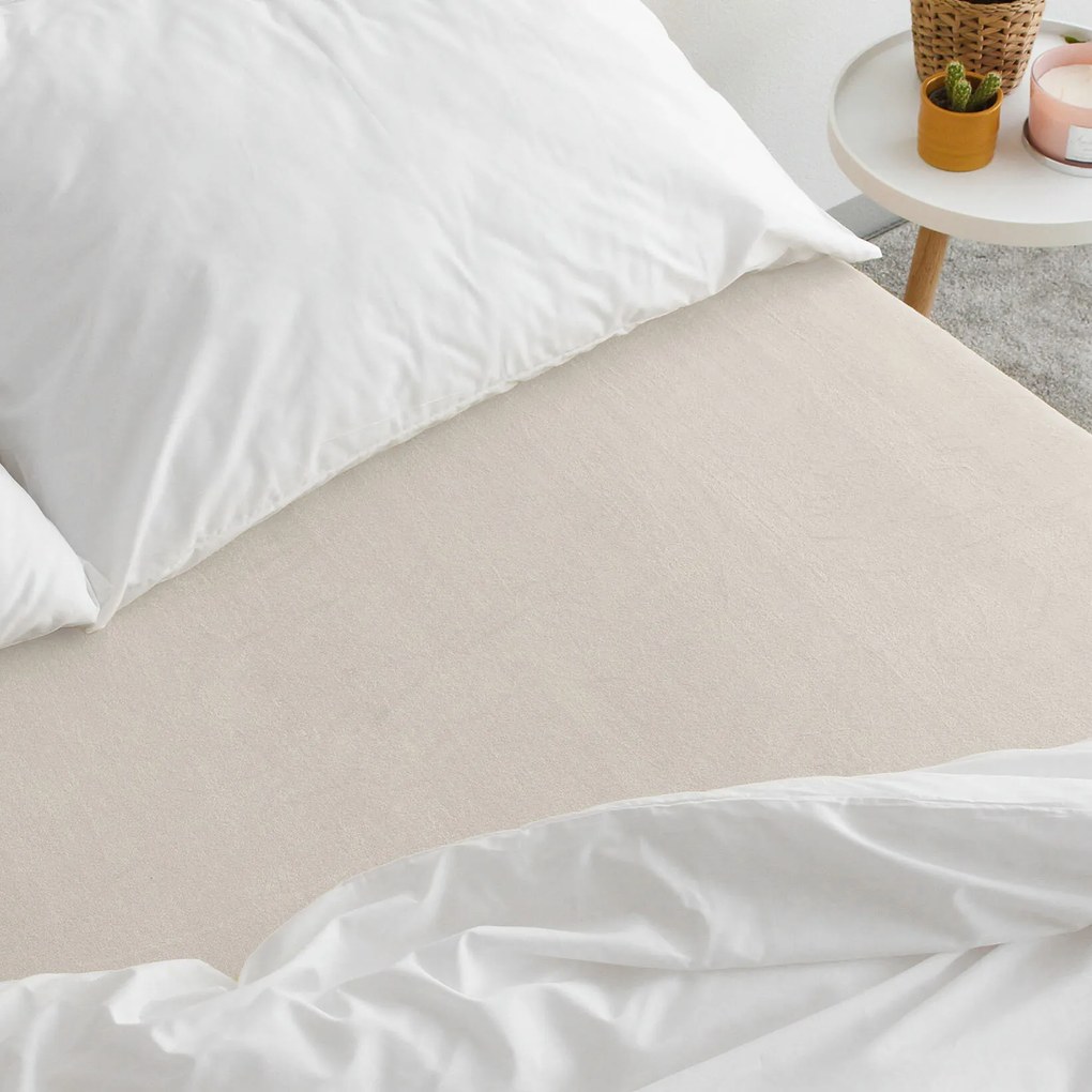 Goldea frottír gumis lepedő - bézs 90 x 200 cm