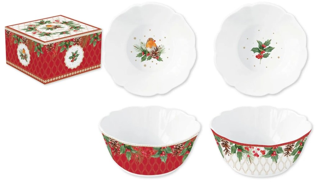 Karácsonyi porcelán tálka szett 2 db Christmas Berries