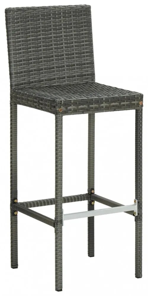 4 db szürke polyrattan kerti bárszék párnával