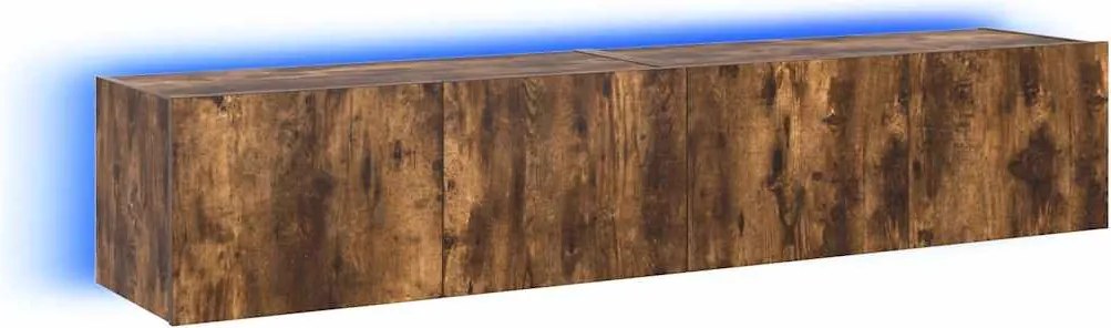 vidaXL 2 db füstös tölgy fali TV-szekrény LED-ekkel 80x35x31 cm