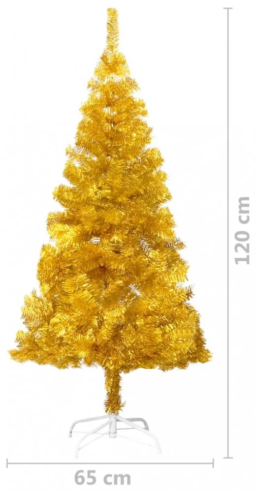 aranyszínű PET műkarácsonyfa állvánnyal 120 cm