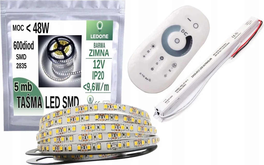 Led szalag Szett 2835 IP20 5M Hideg Fehér Érintőkapcsoló