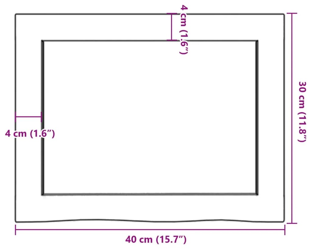 sötétbarna kezelt tömör tölgyfa fali polc 40x30x(2-4) cm