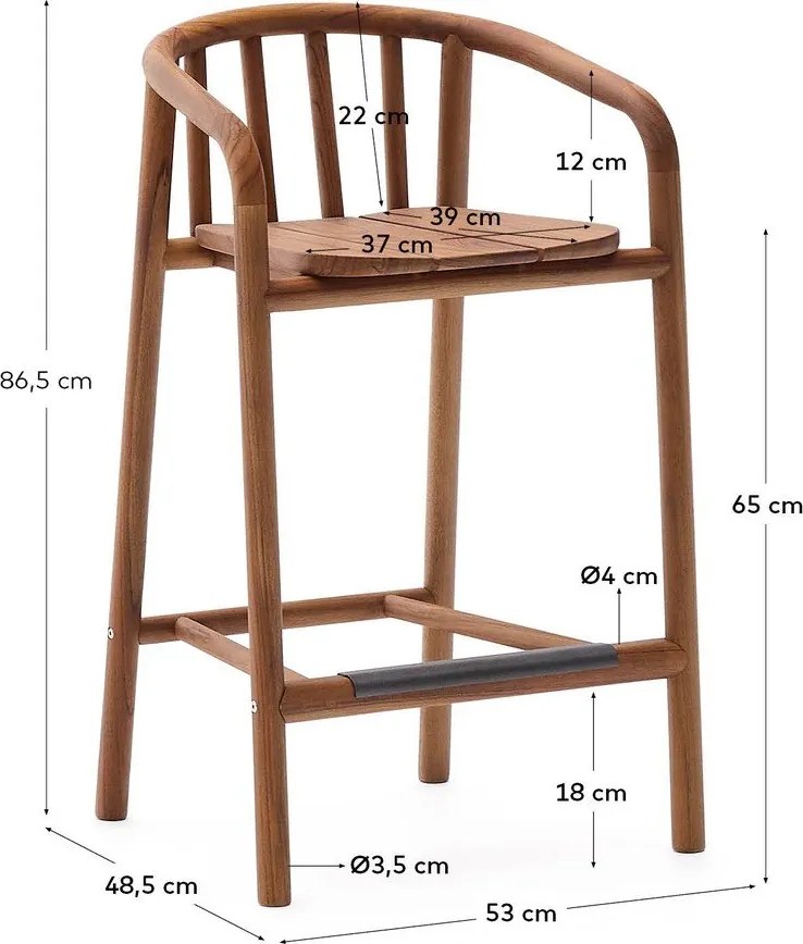 Natúr színű tömörfa kerti bárszék Turqueta – Kave Home