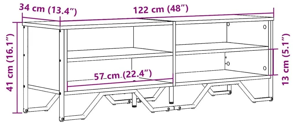 sonoma tölgy színű szerelt fa TV-szekrény 122 x 34 x 41 cm