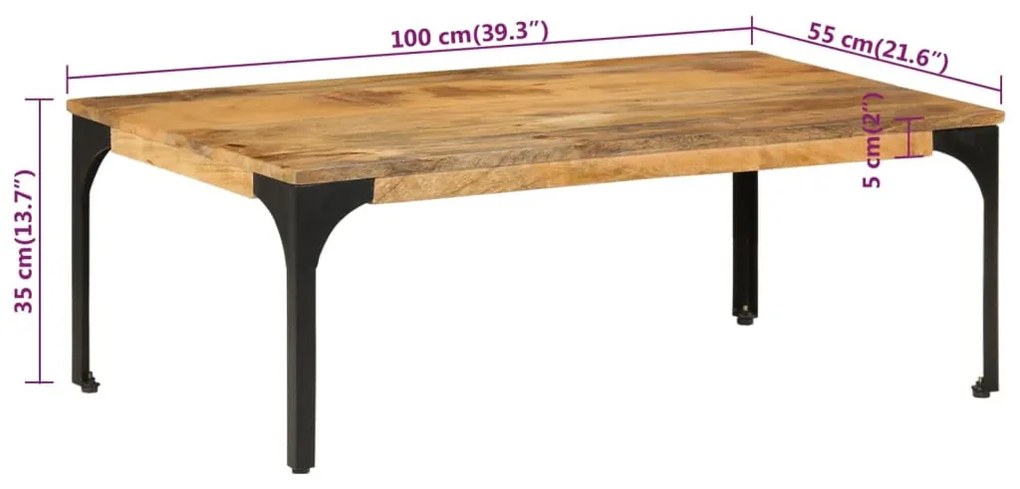 tömör mangófa dohányzóasztal 100 x 55 x 35 cm