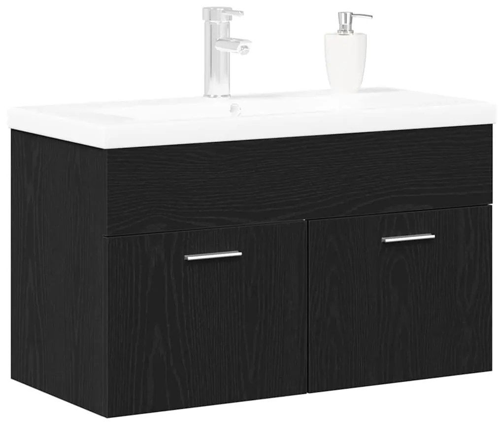 Mosdókagyló szekrény Fekete tölgy 90 x 38.5 x 46 cm Faanyag
