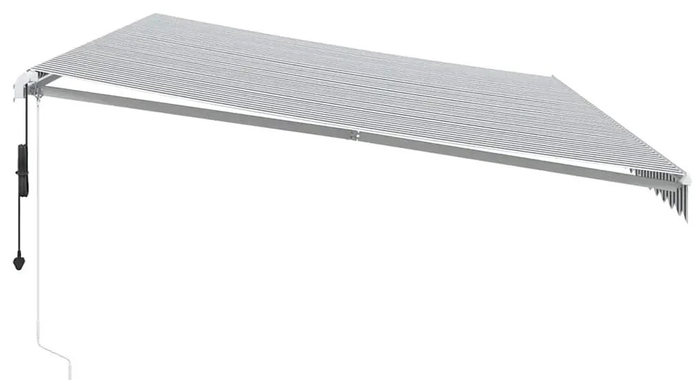 antracitszürke-fehér LED-es automata napellenző 600 x 300 cm