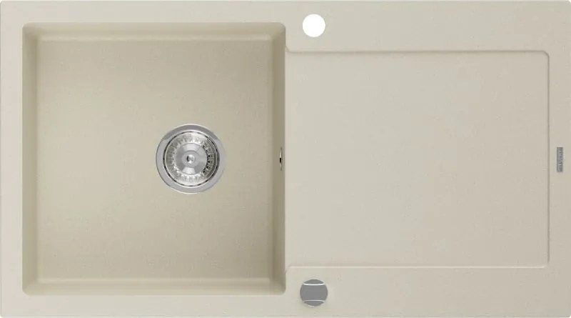 Mexen Leo gránit mosogató 1-medencés csöpögtetővel 900 x 500 mm, bézs, króm szifon - 6501901010-69