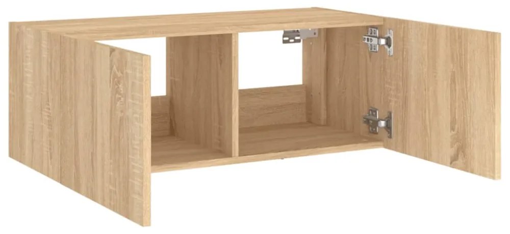 sonoma tölgy színű fali TV-szekrény LED-ekkel 80x35x31 cm