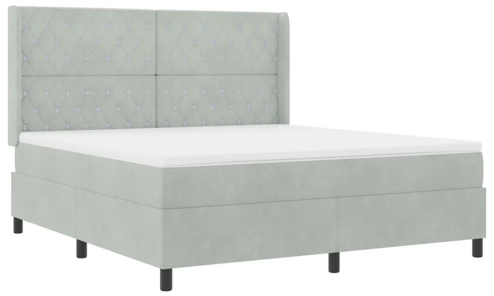 Boxspring Ágy Matrac Fény Szürke 180x200 cm Bársony