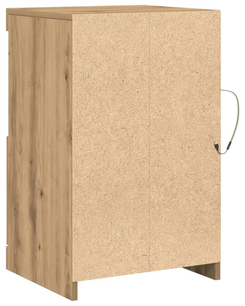LED világítással ellátott oldalszekrény kézműves tölgy 41x37x67 cm
