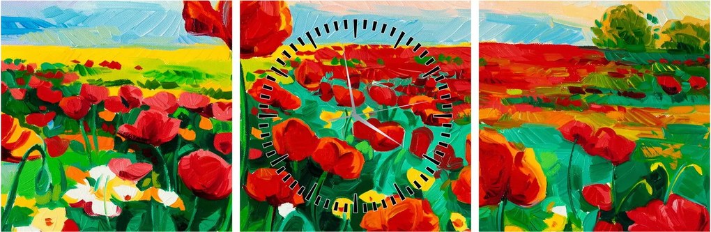 Kép egy mező mákkal (órával) (90x30 cm)
