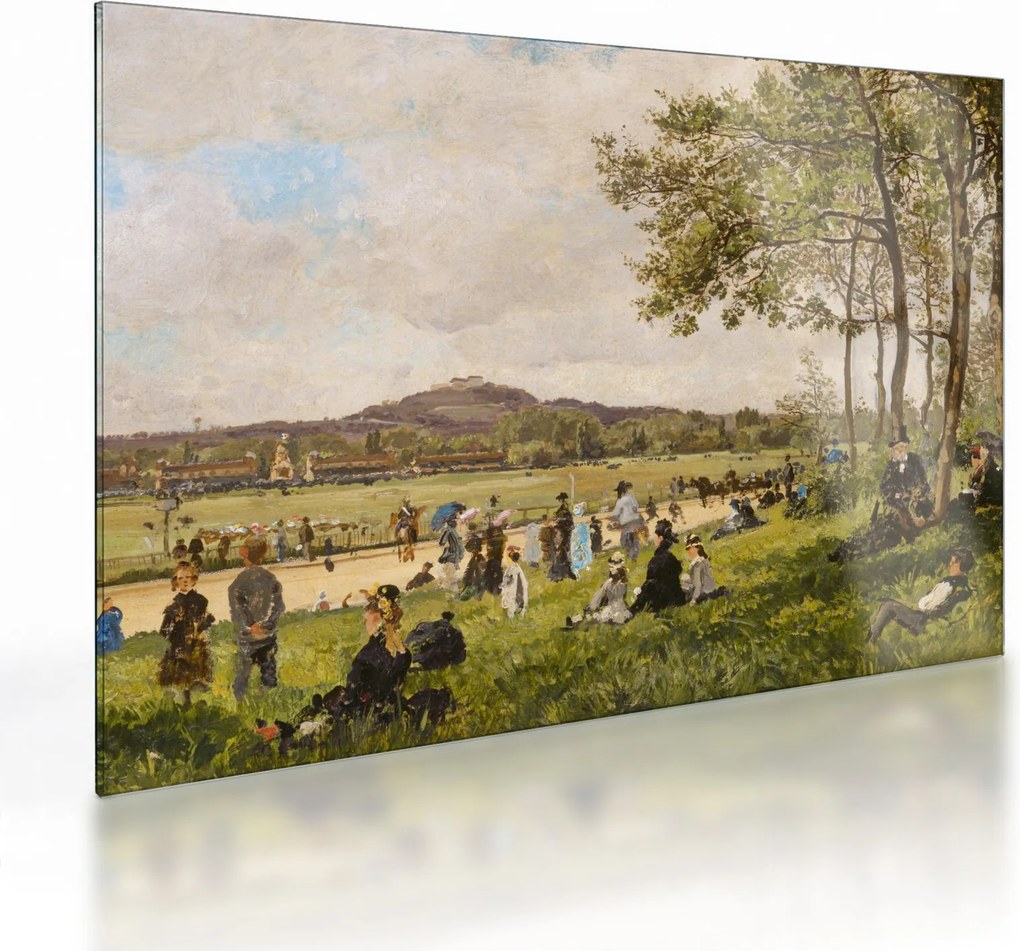 Üveg kép - French 19th Century, Race Course at Longchamps, reprodukciók (70x50 cm)