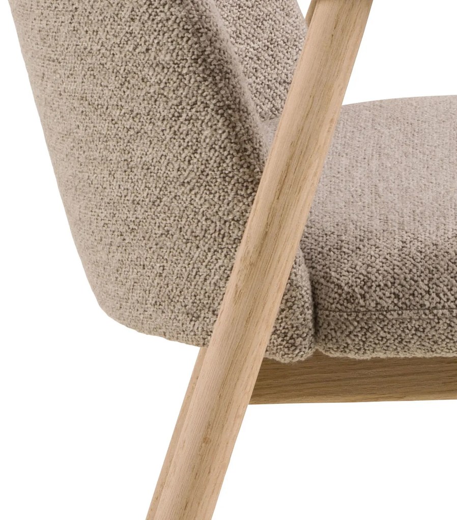 MAZZONI EXPORT RODERIC Beige Latte (Monza 60 szövet)/olajozott tölgyfa váz - RETRO FA SZÉK BOUCLÉ NAPPALIBA ÉTKEZŐBE KONYHÁBA