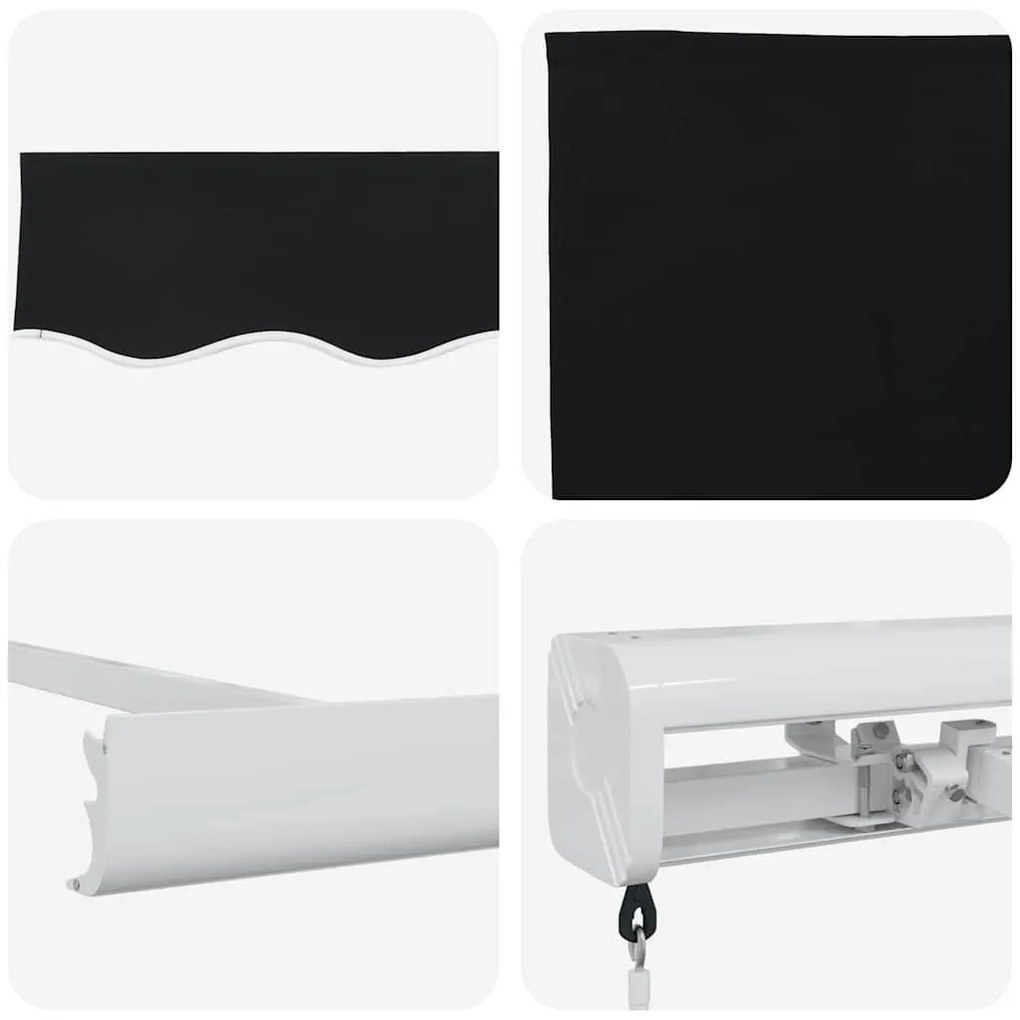 Behúzható napellenző Fekete 300 x 250 cm Szövet, Fém