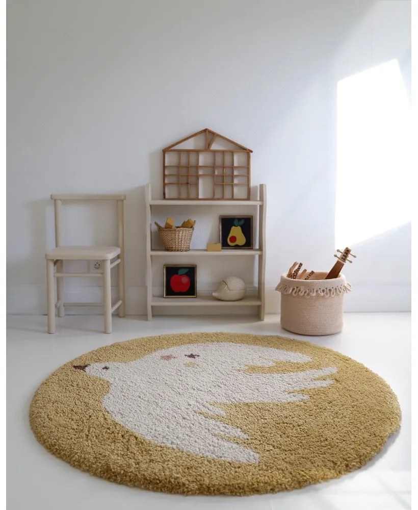 Okkersárga gyerek szőnyeg ø120 cm Bohemian Bird Miel – Nattiot