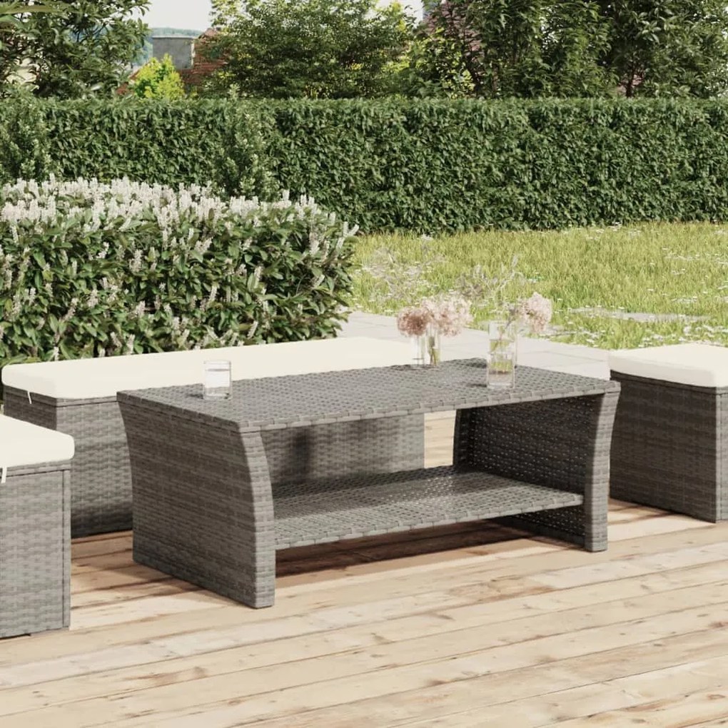 Szürke polyrattan dohányzóasztal 100 x 50 x 40 cm
