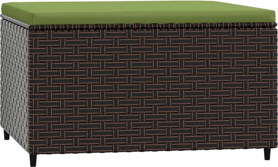 vidaXL barna polyrattan kerti lábtartó párnával