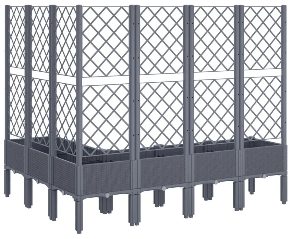 kékszürke PP rácsos kerti ültetőláda 160 x 120 x 142 cm