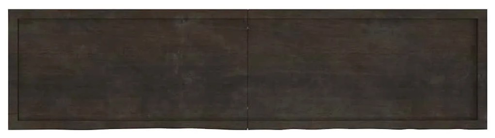 sötétbarna kezelt tömör fa fürdőszobai pult 200x50x(2-6) cm