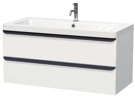 Naturel Pavia Fürdőszobaszekrény mosdóval 105x53x49 cm fehér matt, fekete fogantyú PAVIA3105ZCE