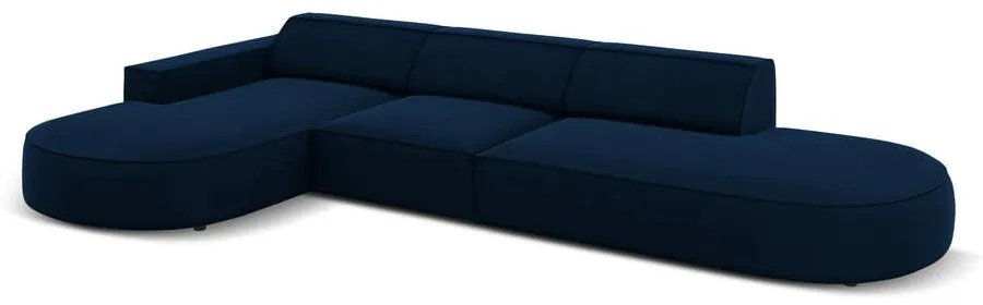 Kék bársony sarokkanapé (bal oldali) Jodie - Micadoni Home