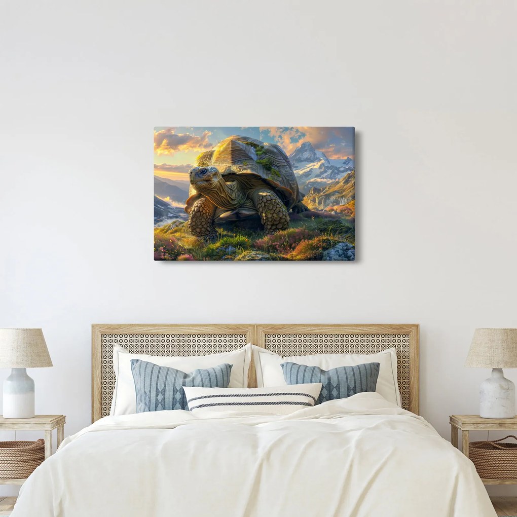 Kép - Teknős és hegyvidéki táj (90x60 cm)