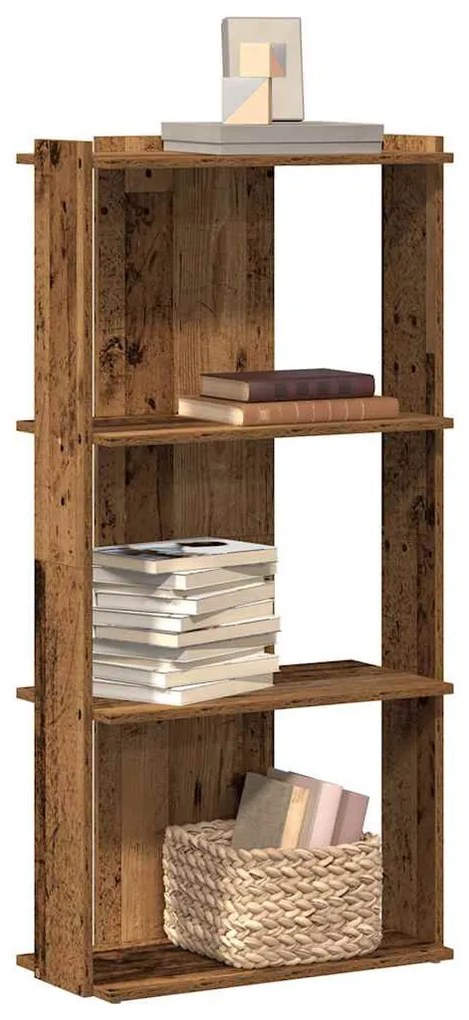 Könyvespolc 3 szintes Régi fa 60x30x120 cm Műfa