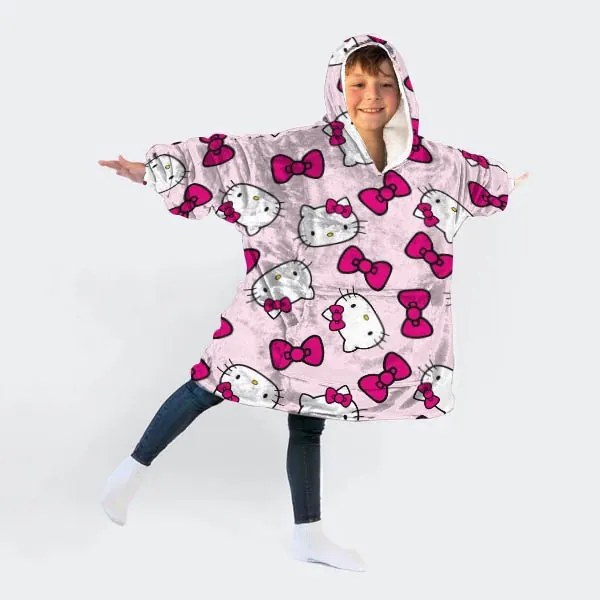 Hello Kitty Bow belebújós plüss polár takaró, poncsó 7-14 év