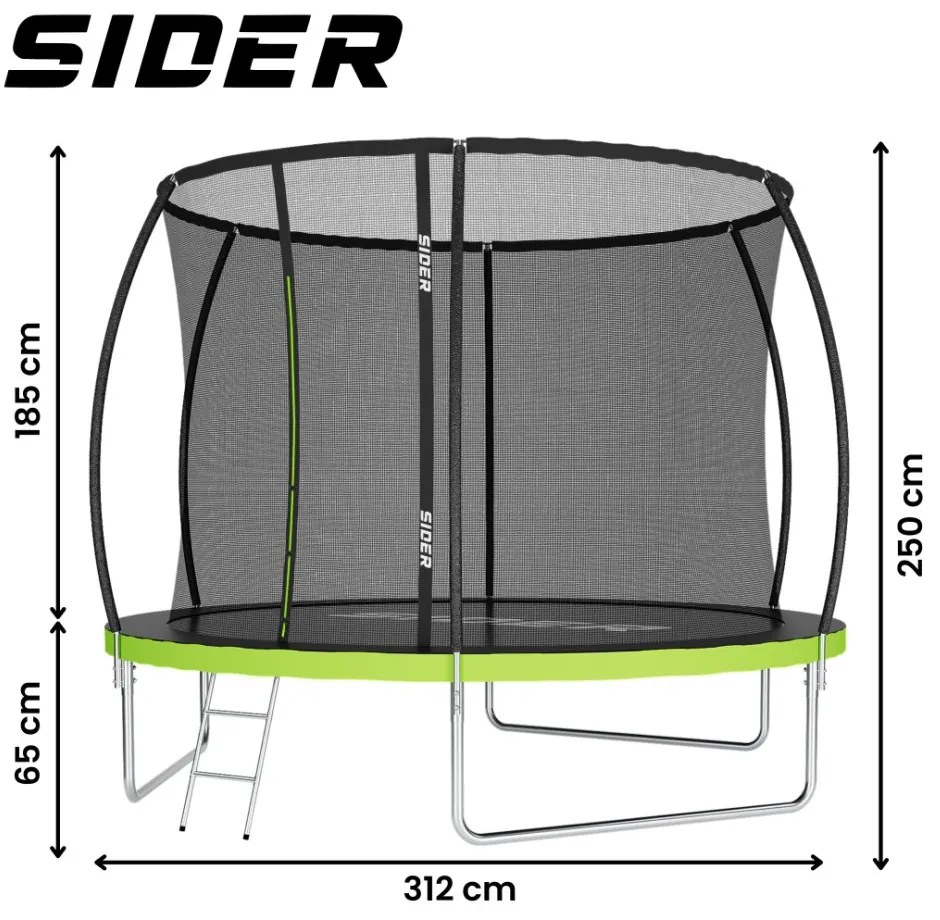 Kerti trambulin gyerekeknek SIDER 10FT  - Ø 312 CM belső hálóval és létrával