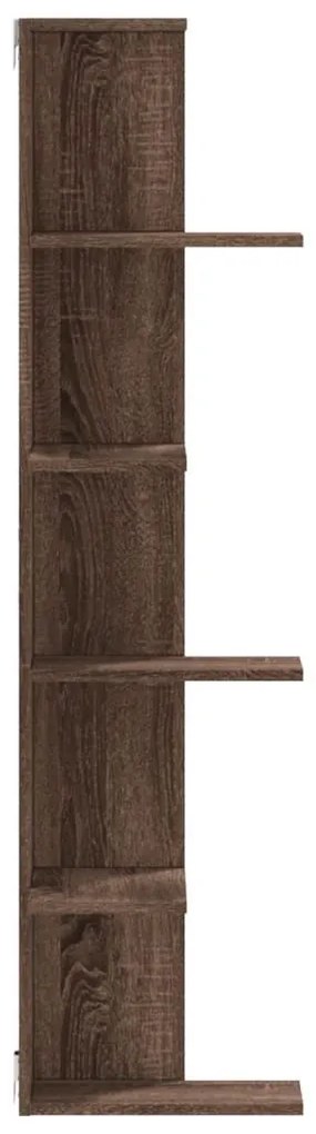 barna tölgy színű szerelt fa fali sarokpolc 36,5 x 36,5 x 140cm