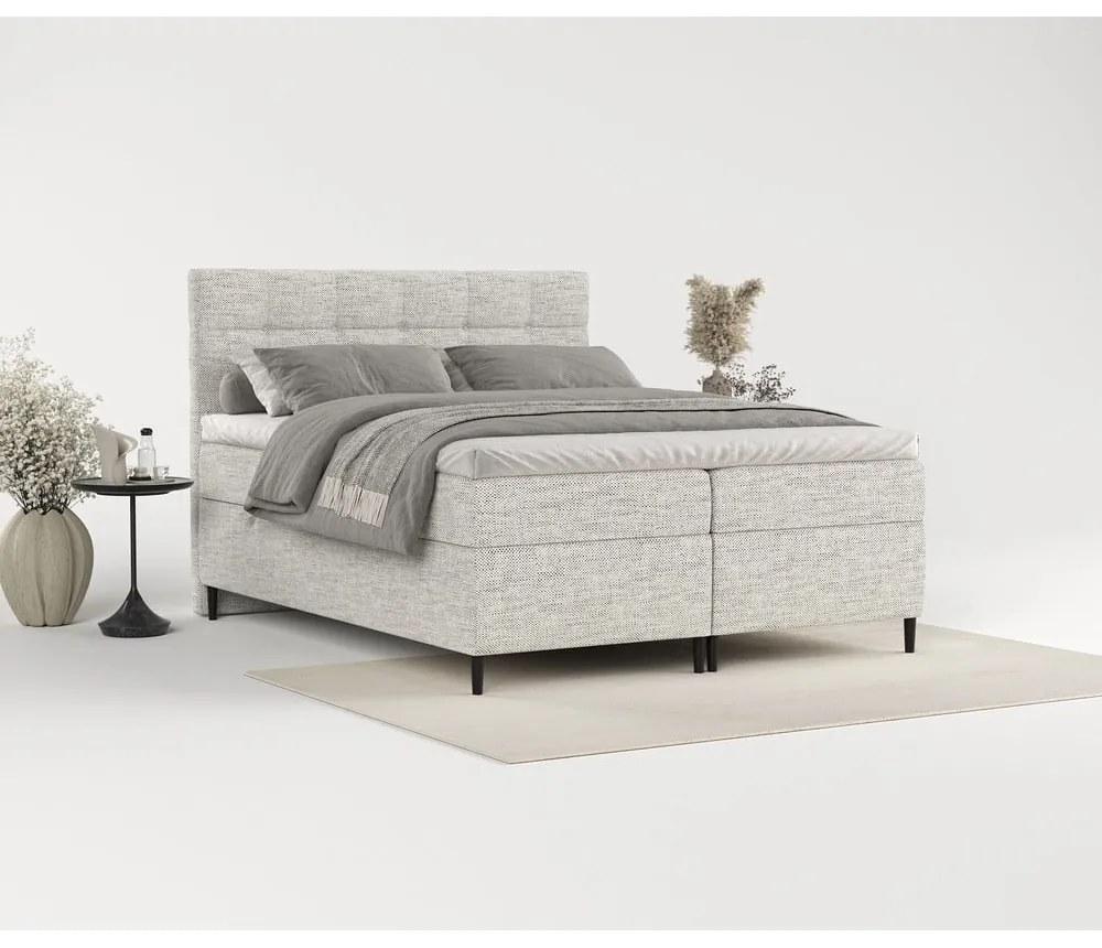 Világosszürke ágyneműtartós boxspring ágy 160x200 cm Urbaneo – Maison de Rêve