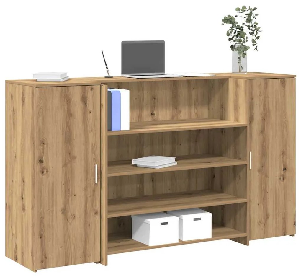 recepciós pult kézműves tölgy 180x50x103,5 cm szerelt fa