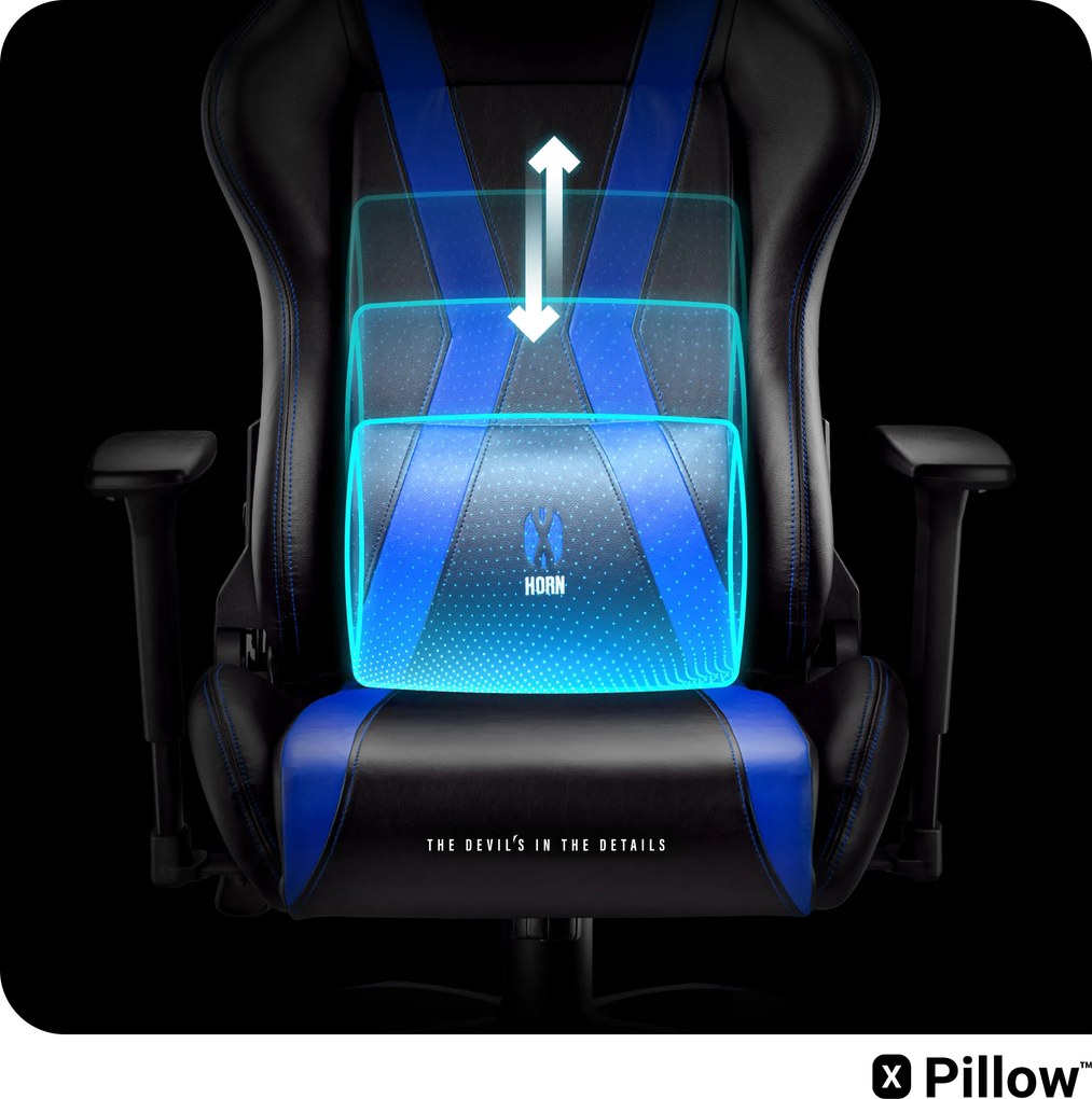 Gamer szék műbőr Normal Size, fekete-kék: Diablo X-Horn 2.0