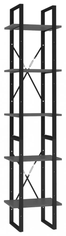 5 szintes szürke szerelt fa könyvszekrény 40 x 30 x 175 cm